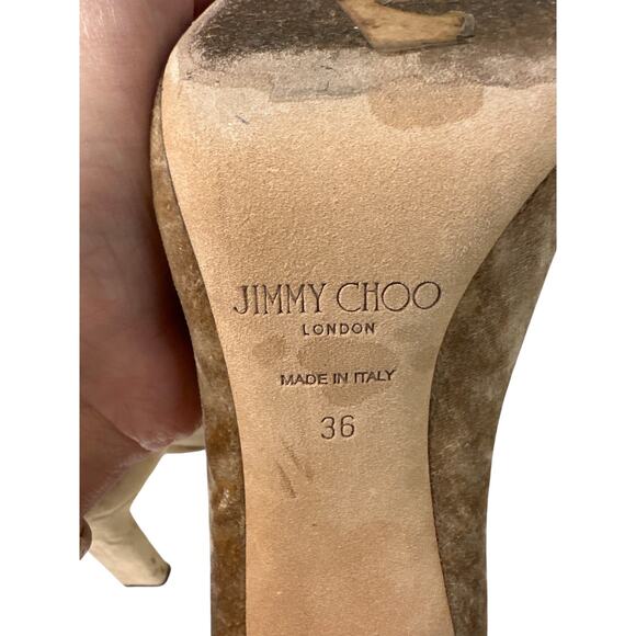Jimmy Choo Louella 90 Velvet Sock Booties Golden Tan IT 36 US 6 - Picture 8 of 15